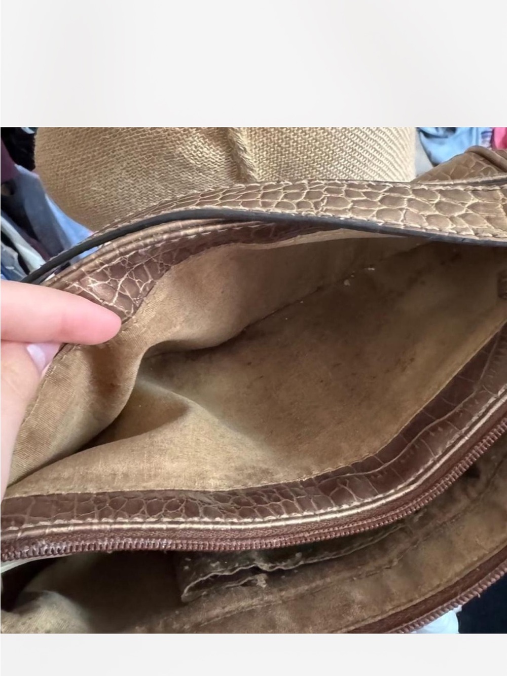 Liz Claiborne Croc-Embossed Shoulder Bag in Bronze - Picture 5 of 6